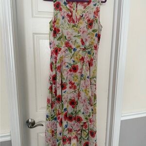 Calvin Klein Floral Print Dress - Red and Green